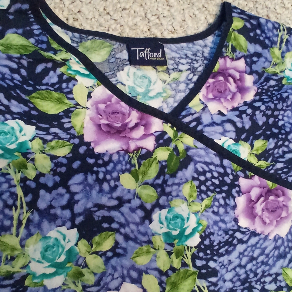 Tafford V-Neck Mock Wrap Rose Scrub Top